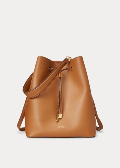 Bolsa Ralph Lauren Mujer Marrom / Naranjas - Leather Debby Drawstring - WTKIB3260